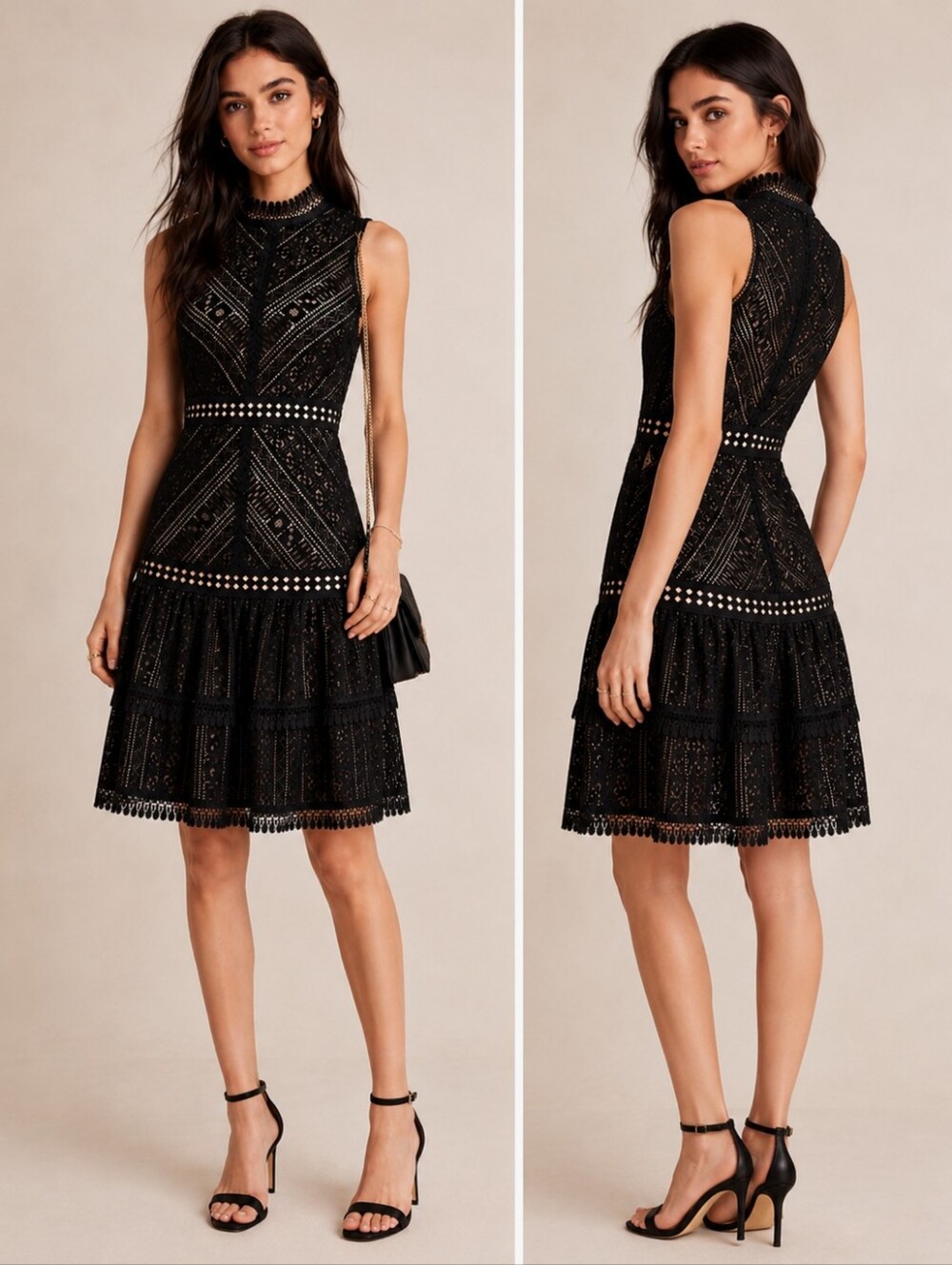 Anthropologie Hailee C Bella Black Lace Mini Dress Size Small